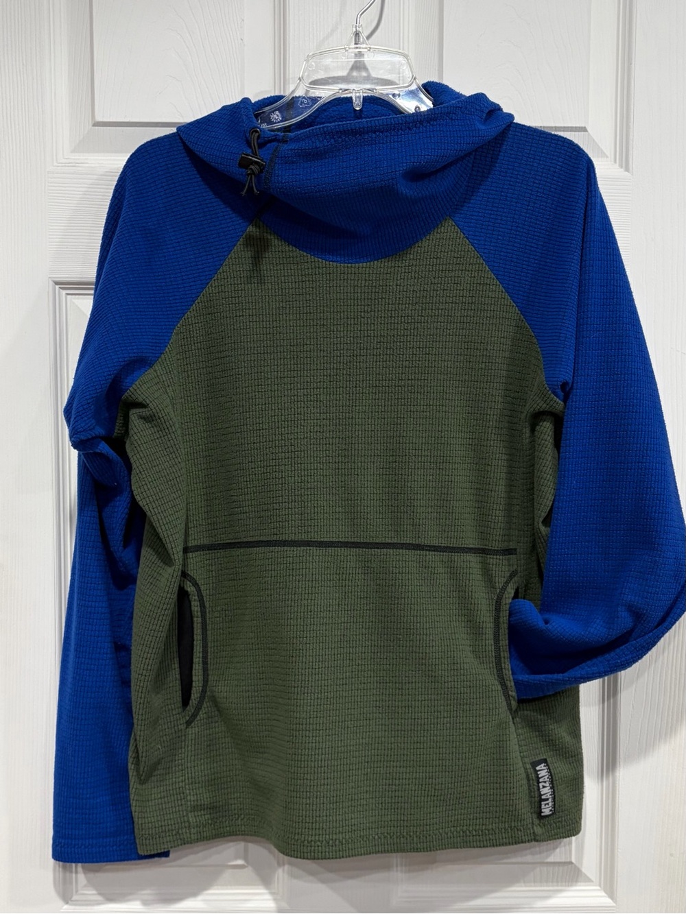 Melanzana Men's Medium Micro Grid Hoodie Green Blue Jacket GUC Microgrid